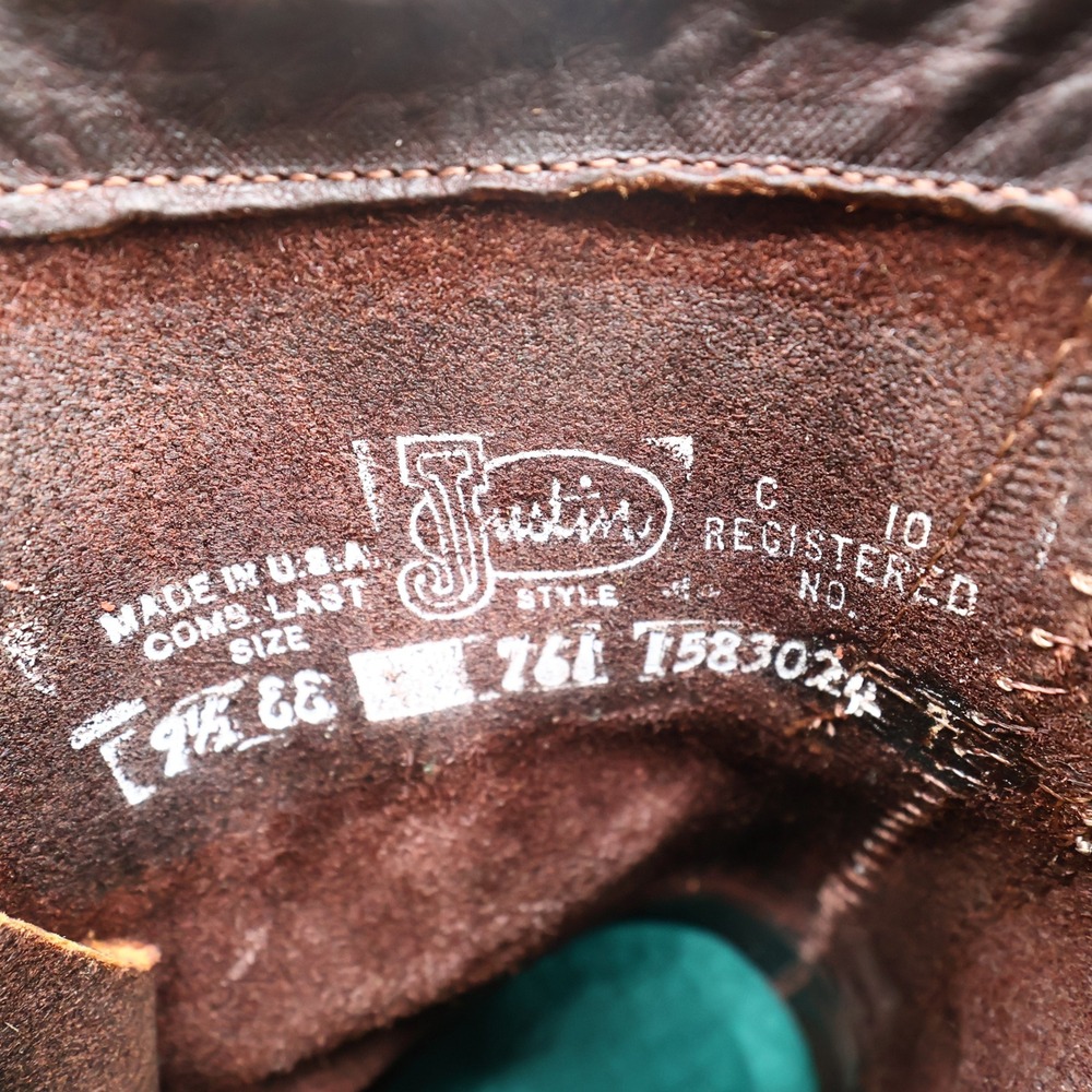 Justin 761 Work Boots Mens 9.5 EE Brown Briar Pitstop Leather New With Box - Picture 7 of 16